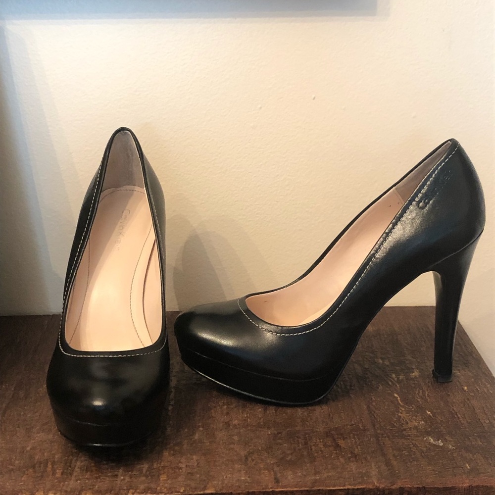 SOLD ⭐️⭐️Calvin Klein Black Kidskin Leather High Heel Pump